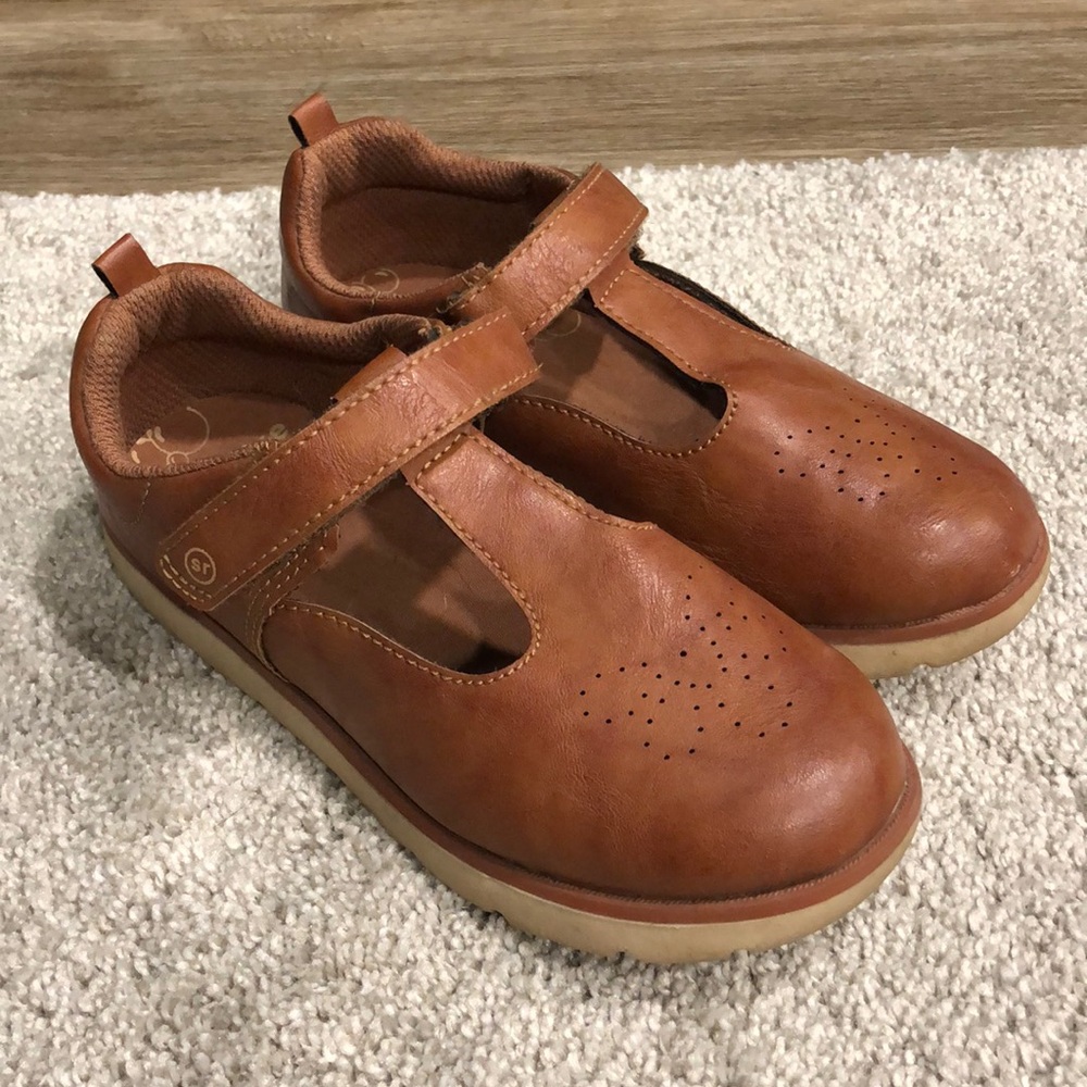Girls Leather-Look Dress Shoes Betty Sue Surprize by Stride Rite Brown 12 M